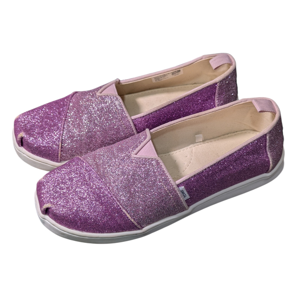 TOMS - Color block Iridescent Glimmer Girls' Alpargata Shoes Size 4-Youth -GUC